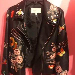 Embroidered biker jacket